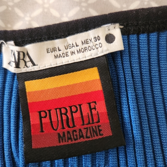 Large Zara Purple Magazine Blue Racerback Crop Top Sports Bra - Picture 5 of 10